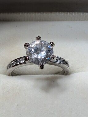 Round  6 prong 2 carat,radiant diamond simulant engagement/vacation ring
